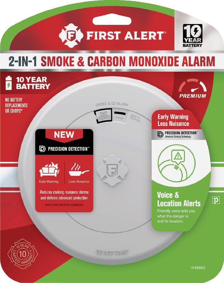 First Alert 2-In-1 10-Year Battery Photoelectric Smoke & Carbon Monoxide Alarm with Voice Alerts