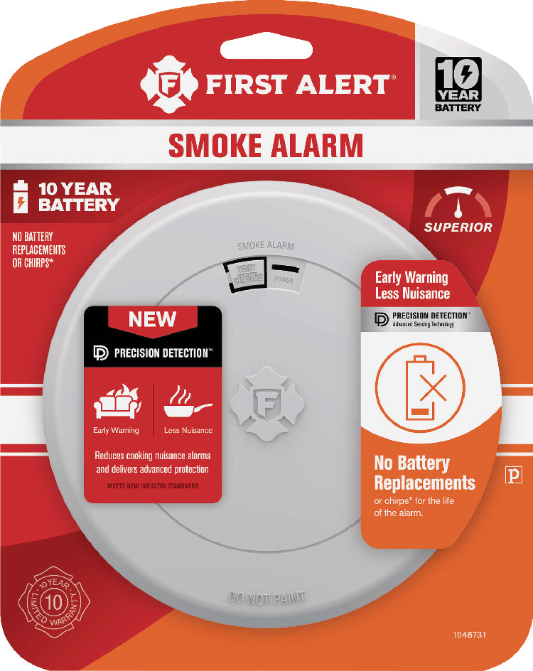 First Alert 10-Year Battery Photoelectric Smoke Alarm with Slim Profile