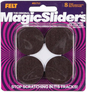 Magic Sliders Round Brown Heavy-Duty Furniture Pad - 1-1/2 in. -  (8-Pack)