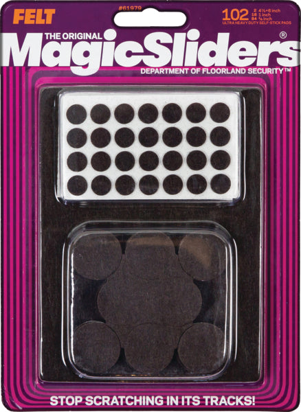Magic Sliders Assorted Brown Self-Adhesive Felt Furniture Pad - (102-Pack)