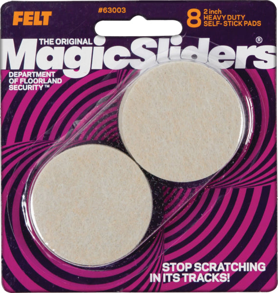 Magic Sliders Round Oatmeal Self-Adhesive Felt Furniture Pad - 2 in. - (8-Pack)