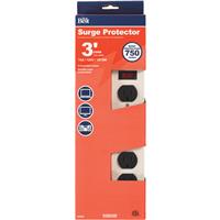 6-Outlet 750J Gray Metal Surge Protector Strip with 3 Ft. Cord
