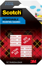 3M Scotch Removable Mounting Squares 1 In. x 1 In.