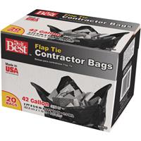 Contractor Black Trash Bags- 42 gallon Flap Tie - (20-Count)