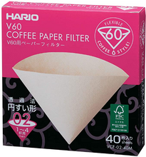 Load image into Gallery viewer, Hario V60  Size 02 Paper Coffee Filters - Natural (40 count box)
