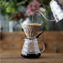 Load image into Gallery viewer, Hario V60 Size 02 Glass Pour Over Cone Coffee Maker - Clear with Black Handle
