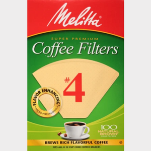 Coffee Filter - Melitta #4 Cone Filter Paper Natural Brown - 100 Count