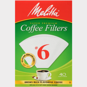 Coffee Filters - Melitta #6 Cone Filter Paper White - 40 Count